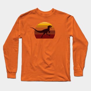 Velociraptor Retro Shirt Design Long Sleeve T-Shirt